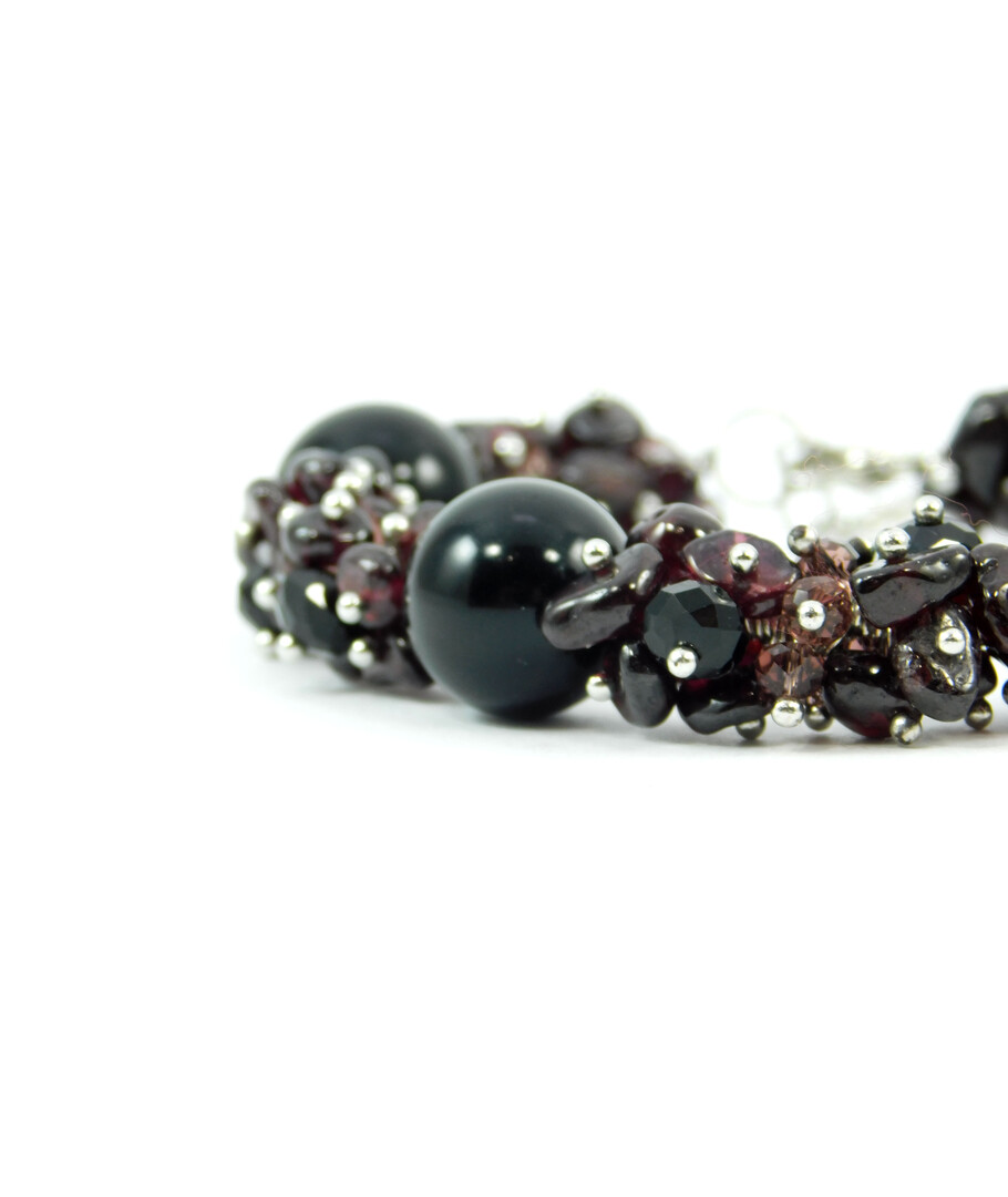 Exclusive bracelet "Carpathian Night" Agate, Garnet