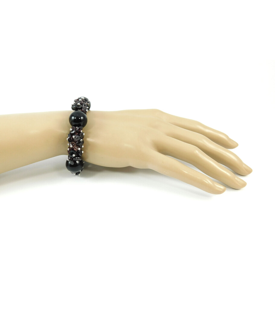 Exclusive bracelet "Carpathian Night" Agate, Garnet