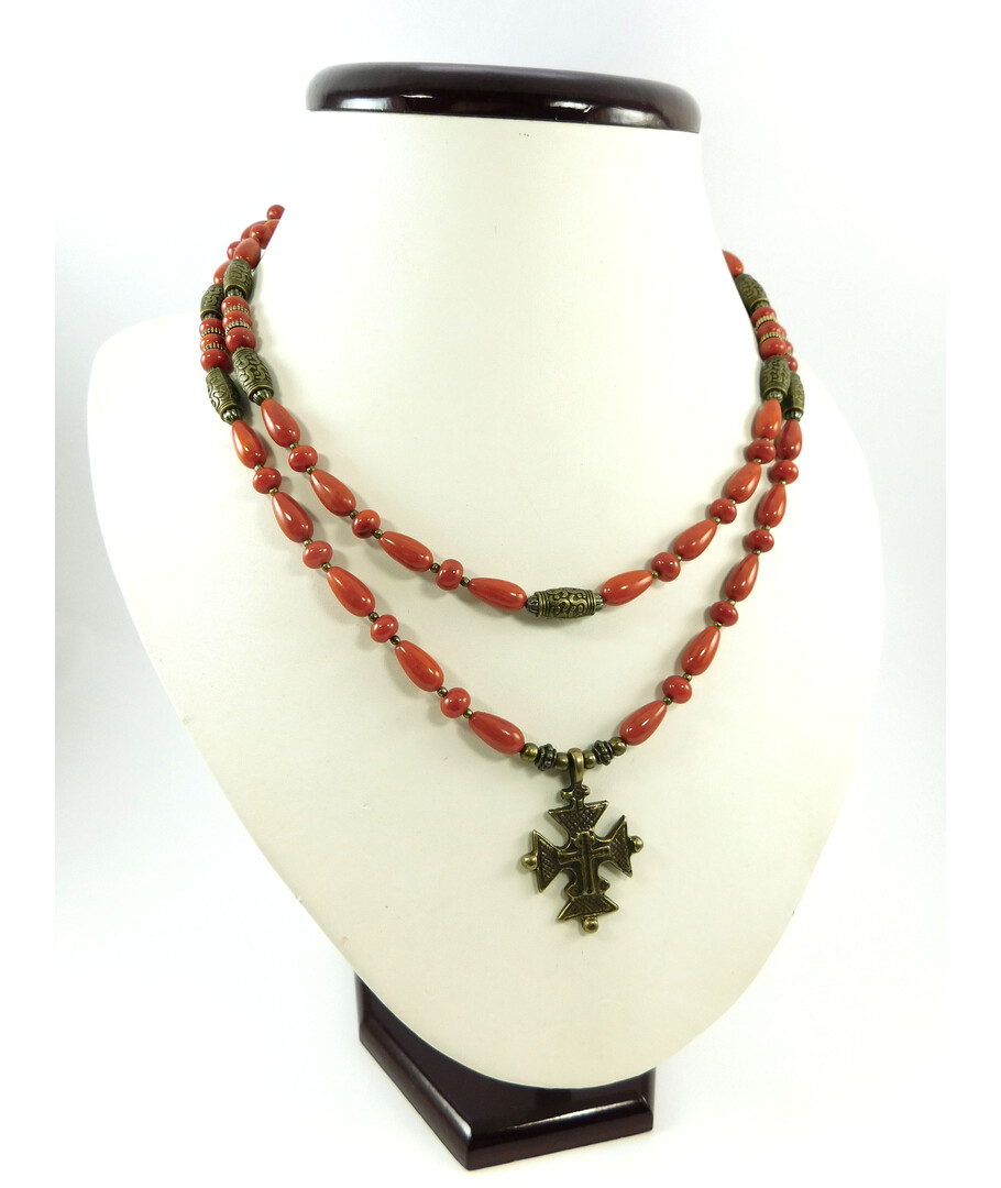 Exclusive necklace "Barbara" Coral 2 rows