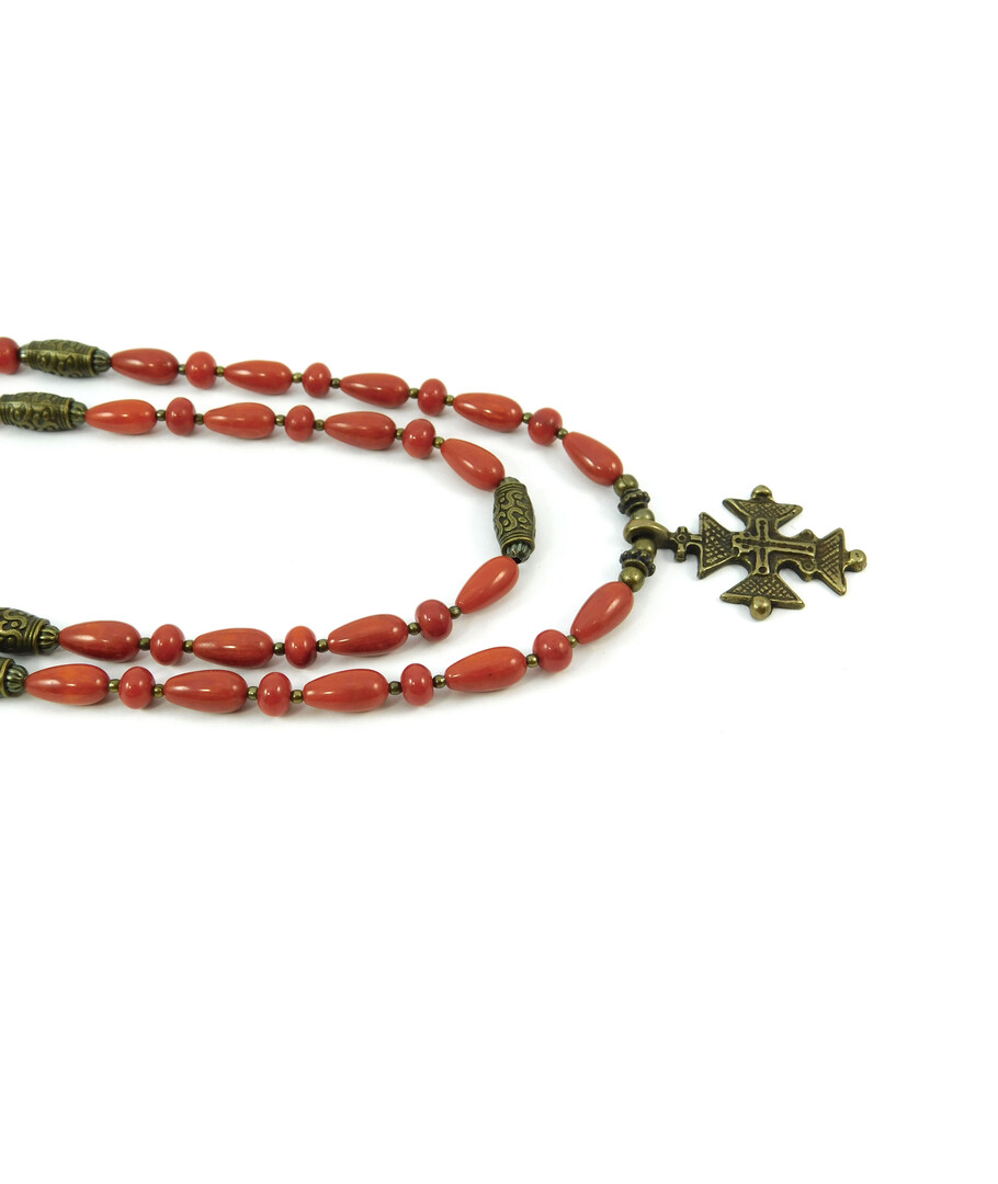 Exclusive necklace "Barbara" Coral 2 rows