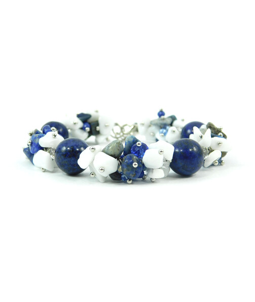 Exclusive bracelet "Azure River" Lapis lazuli, Agate