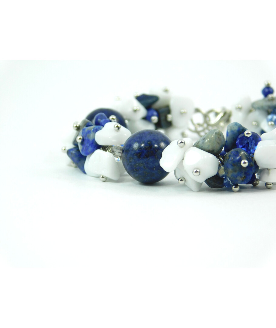 Exclusive bracelet "Azure River" Lapis lazuli, Agate