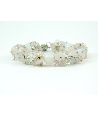 Exclusive bracelet "Spring tides", Moonstone, Rose quartz