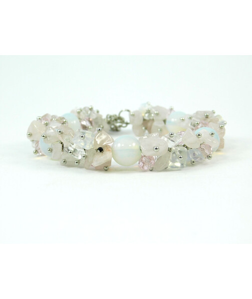 Exclusive bracelet "Spring tides", Moonstone, Rose quartz