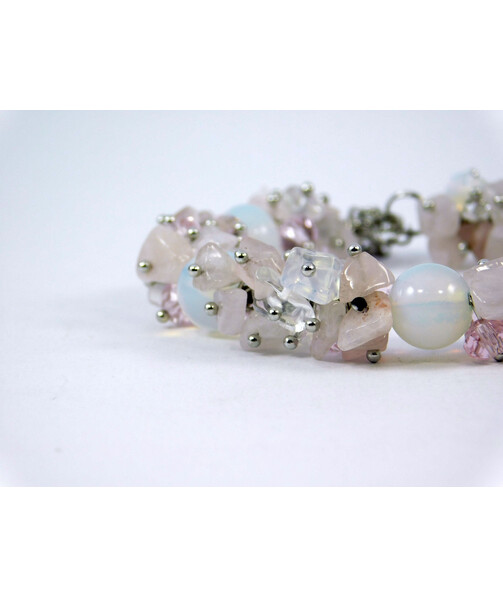 Exclusive bracelet "Spring tides", Moonstone, Rose quartz