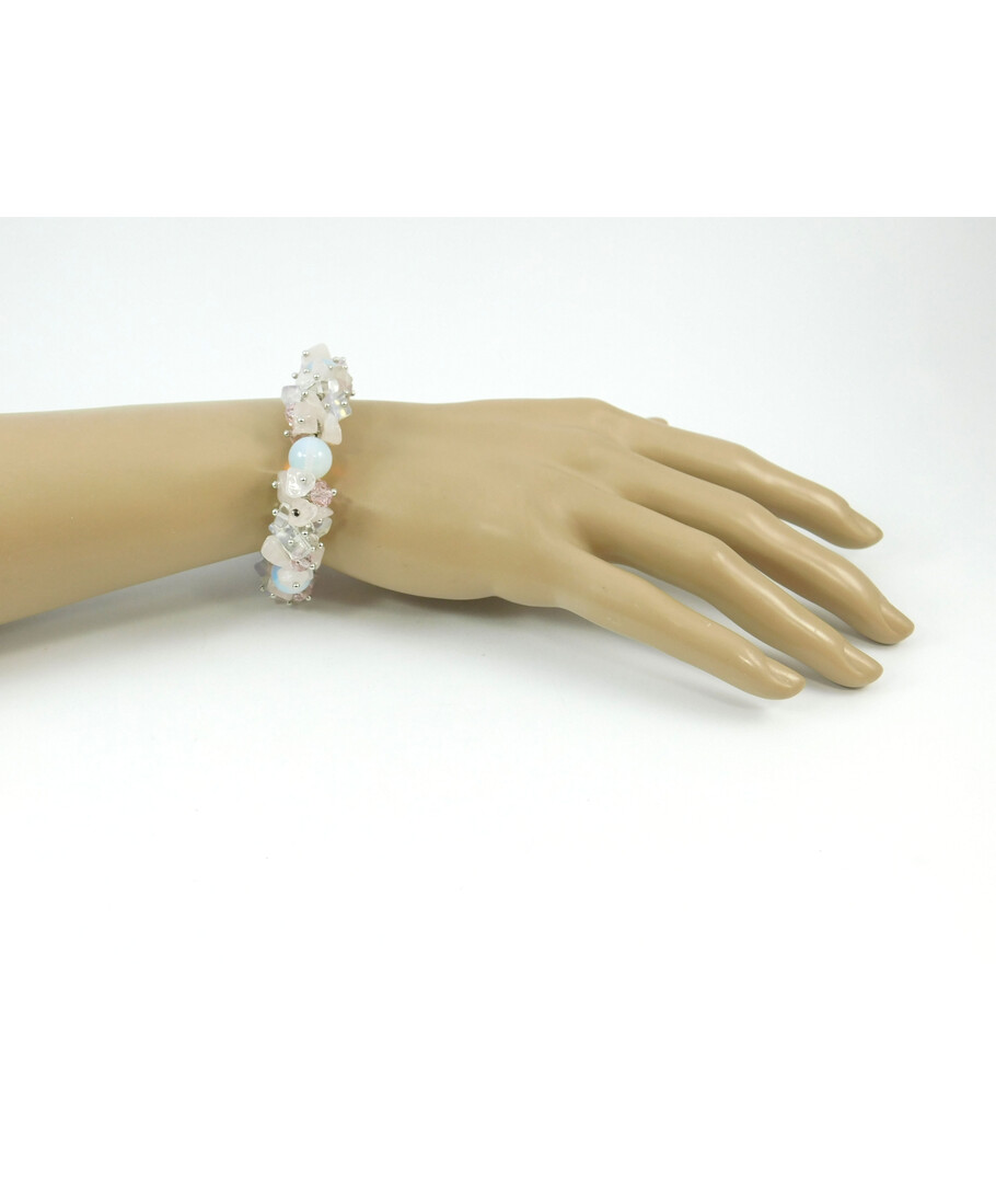 Exclusive bracelet "Spring tides", Moonstone, Rose quartz