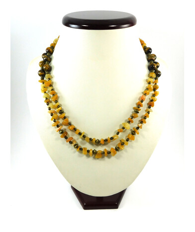 Exclusive necklace "Tiger caramel" 2-row