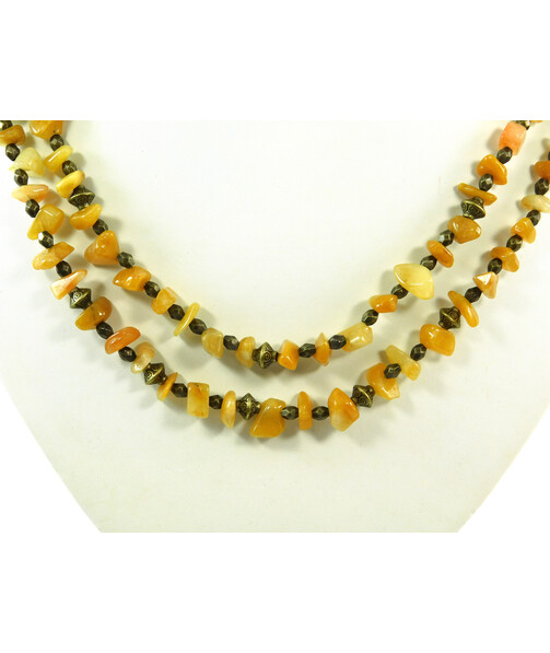 Exclusive necklace "Tiger caramel" 2-row