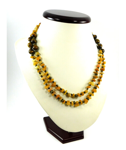 Exclusive necklace "Tiger caramel" 2-row