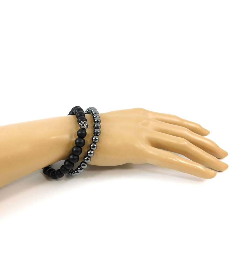 Exclusive double bracelet Hematite, Shungite, silver insert