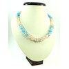 Exclusive necklace &quot;Gentle overflow 2&quot; Aquamarine, Rose quartz