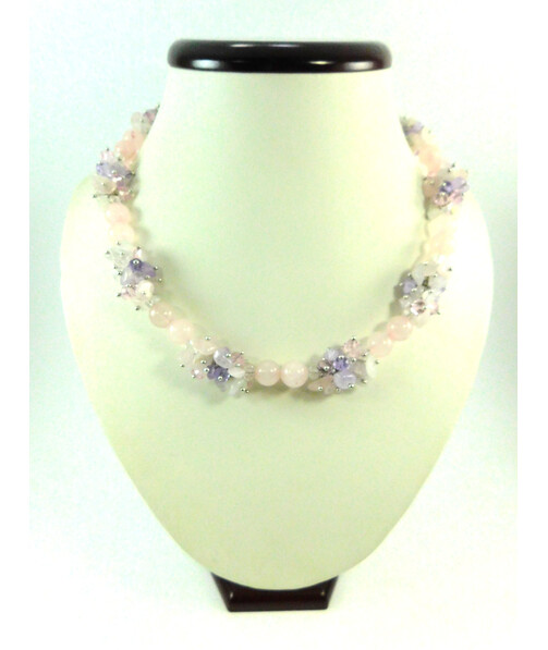 Exclusive necklace "Summer lace" Rose quartz ("Colors" collection)