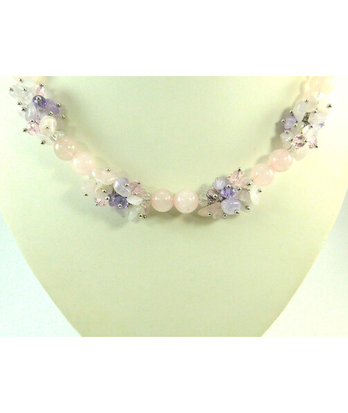 Exclusive necklace "Summer lace" Rose quartz ("Colors" collection)