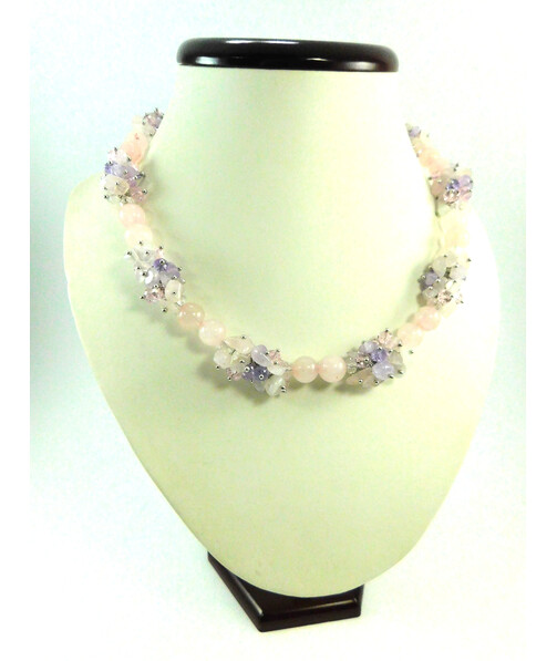 Exclusive necklace "Summer lace" Rose quartz ("Colors" collection)