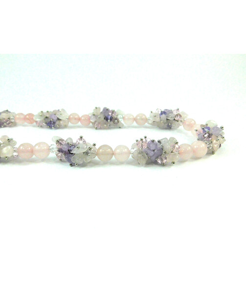 Exclusive necklace "Summer lace" Rose quartz ("Colors" collection)