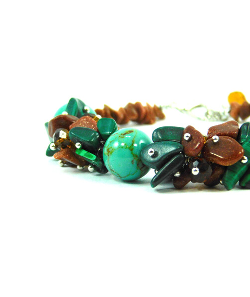 Exclusive bracelet "Rene", Turquoise, Malachite, Aventurine