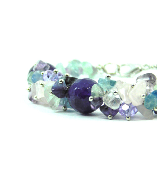 Exclusive bracelet "Rebeka", Amethyst, Fluorite