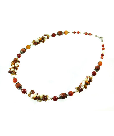 Exclusive necklace with Aventurine, Carnelian "Caramel rain" ("Colors" Collection)