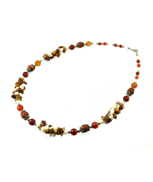 Exclusive necklace with Aventurine, Carnelian "Caramel rain" ("Colors" Collection)