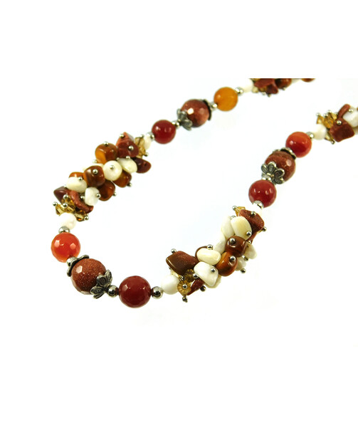 Exclusive necklace with Aventurine, Carnelian "Caramel rain" ("Colors" Collection)