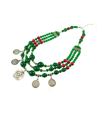 Exclusive necklace "Elsa" Chrysoprase, Coral (Collection "Ethnica")