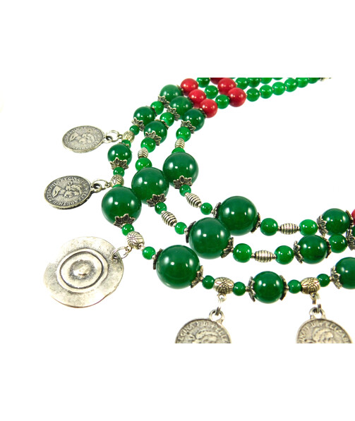 Exclusive necklace "Elsa" Chrysoprase, Coral (Collection "Ethnica")