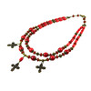 Exclusive coral necklace &quot;Coral charms&quot; with three crosses (&quot;Ethnic&quot; collection)