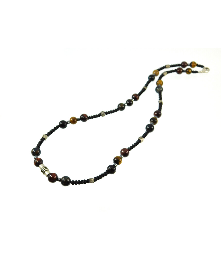 Men's necklace Tiger's eye, Hawk's eye, Bull's eye