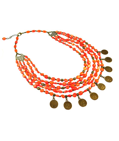 Exclusive coral necklace "Coin" ("Ethnica" collection)