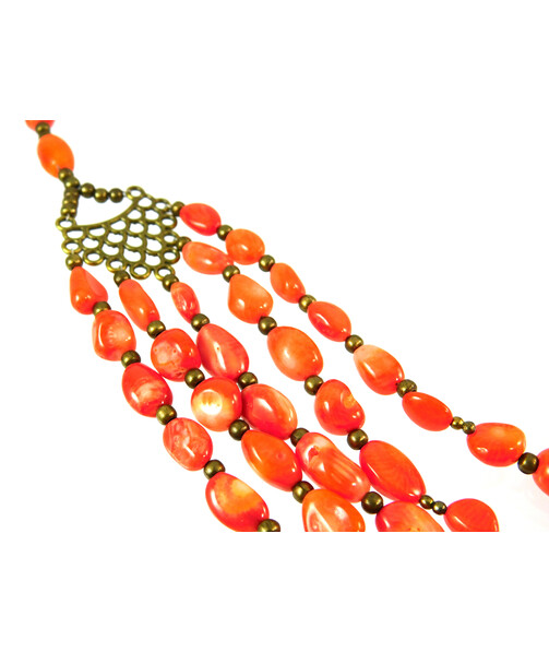 Exclusive coral necklace "Coin" ("Ethnica" collection)