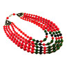 Exclusive necklace &quot;Five-row&quot; Coral, Chrysoprase (&quot;Ethnica&quot; Collection)