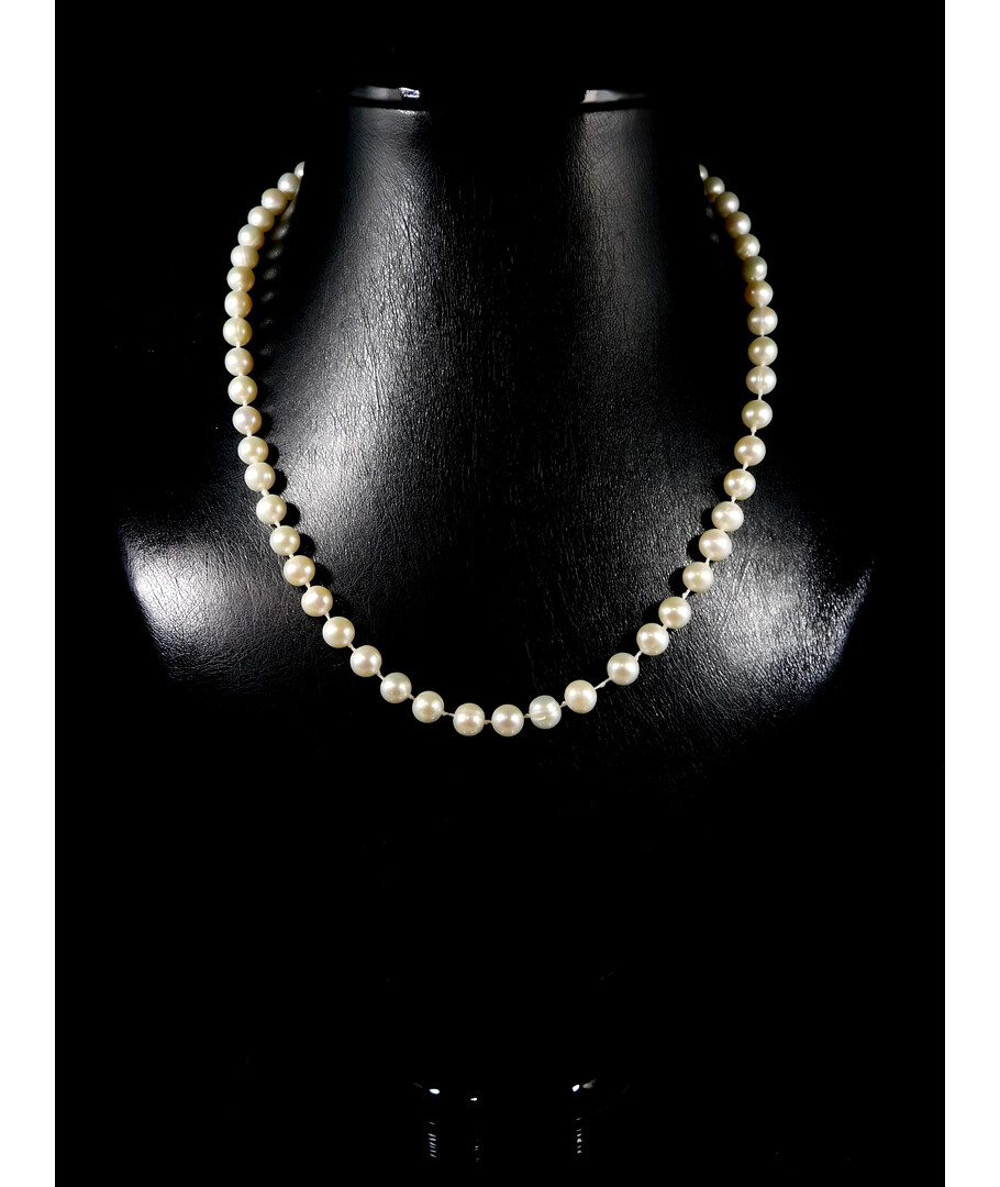 Necklace White pearls 7mm 45cm silver