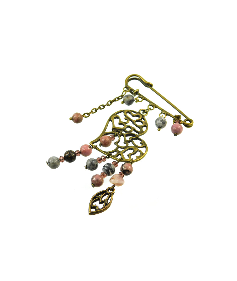 Exclusive brooch "Melody of rain" Rhodonite