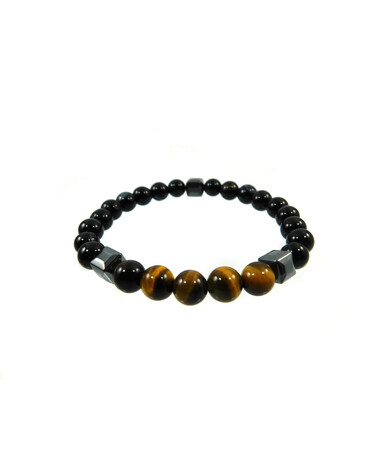 Exclusive bracelet Agate, Tiger's eye, Hematite