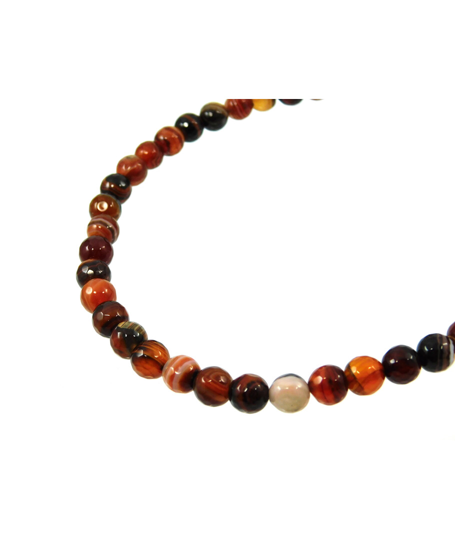 Agate faceted necklace 8 mm brown