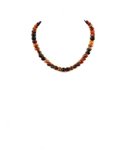 Agate faceted necklace 8 mm brown