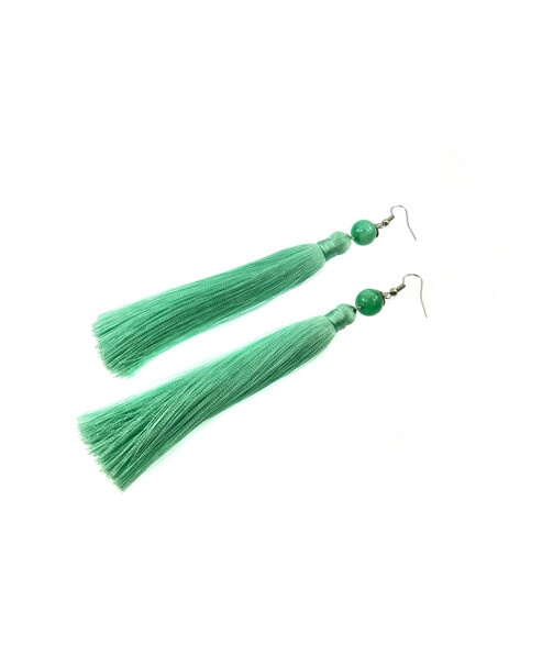 Exclusive chrysoprase tassel earrings