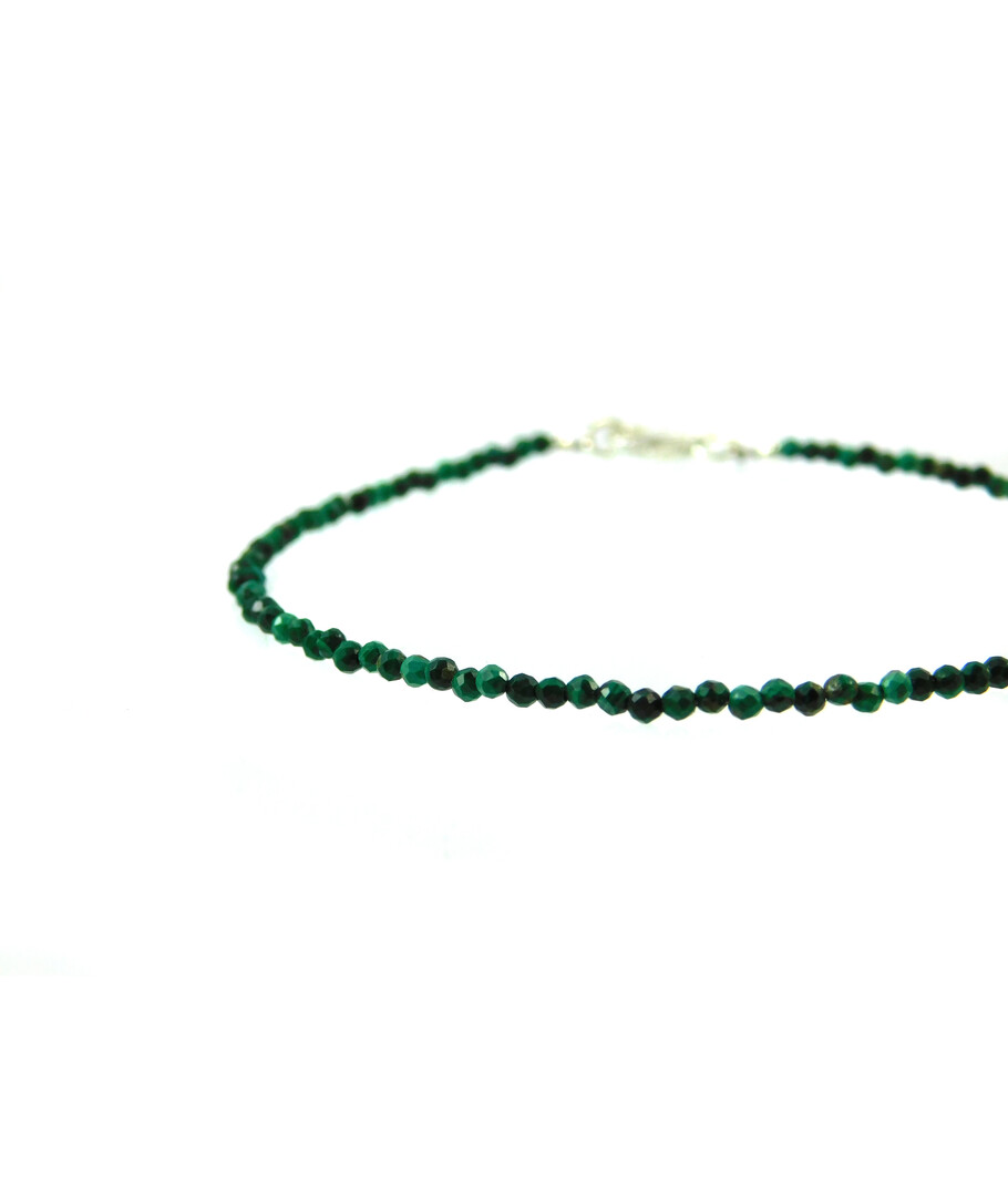 Malachite bracelet 3 mm, silver