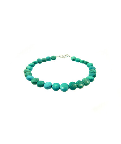 Amazonite coin bracelet 5 mm, silver