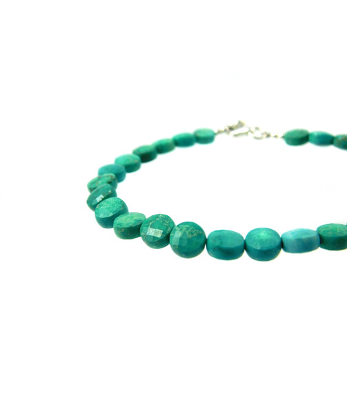 Amazonite coin bracelet 5 mm, silver