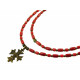 Эксклюзивное ожерелье "Варвара 3" Коралл 2 рядное (Коллекция "Этника")
