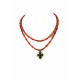 Эксклюзивное ожерелье "Варвара 3" Коралл 2 рядное (Коллекция "Этника")