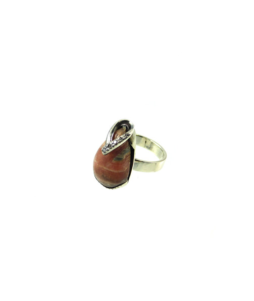 Rhodochrosite ring, silver