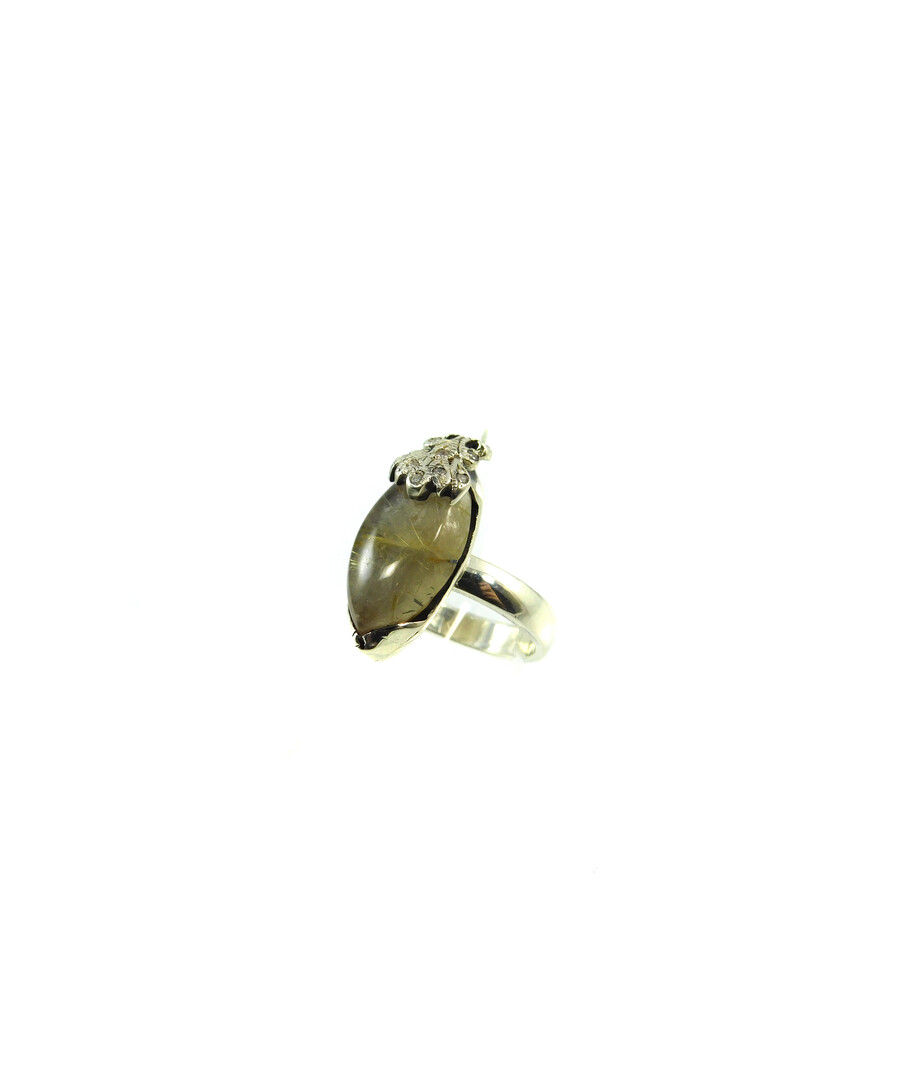 Rutile quartz ring, silver