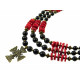 Эксклюзивное ожерелье "Севилья" 3-рядное Агат, Коралл (Коллекция "Этника")
