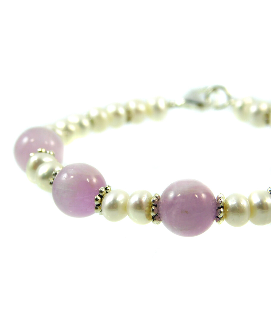 Exclusive bracelet "Violia" Kunzite, Pearls