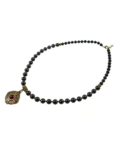 Exclusive necklace "Ethnic style" Garnet, Agate ("Ethnic" Collection)