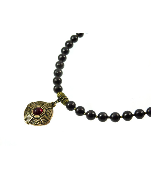 Exclusive necklace "Ethnic style" Garnet, Agate ("Ethnic" Collection)