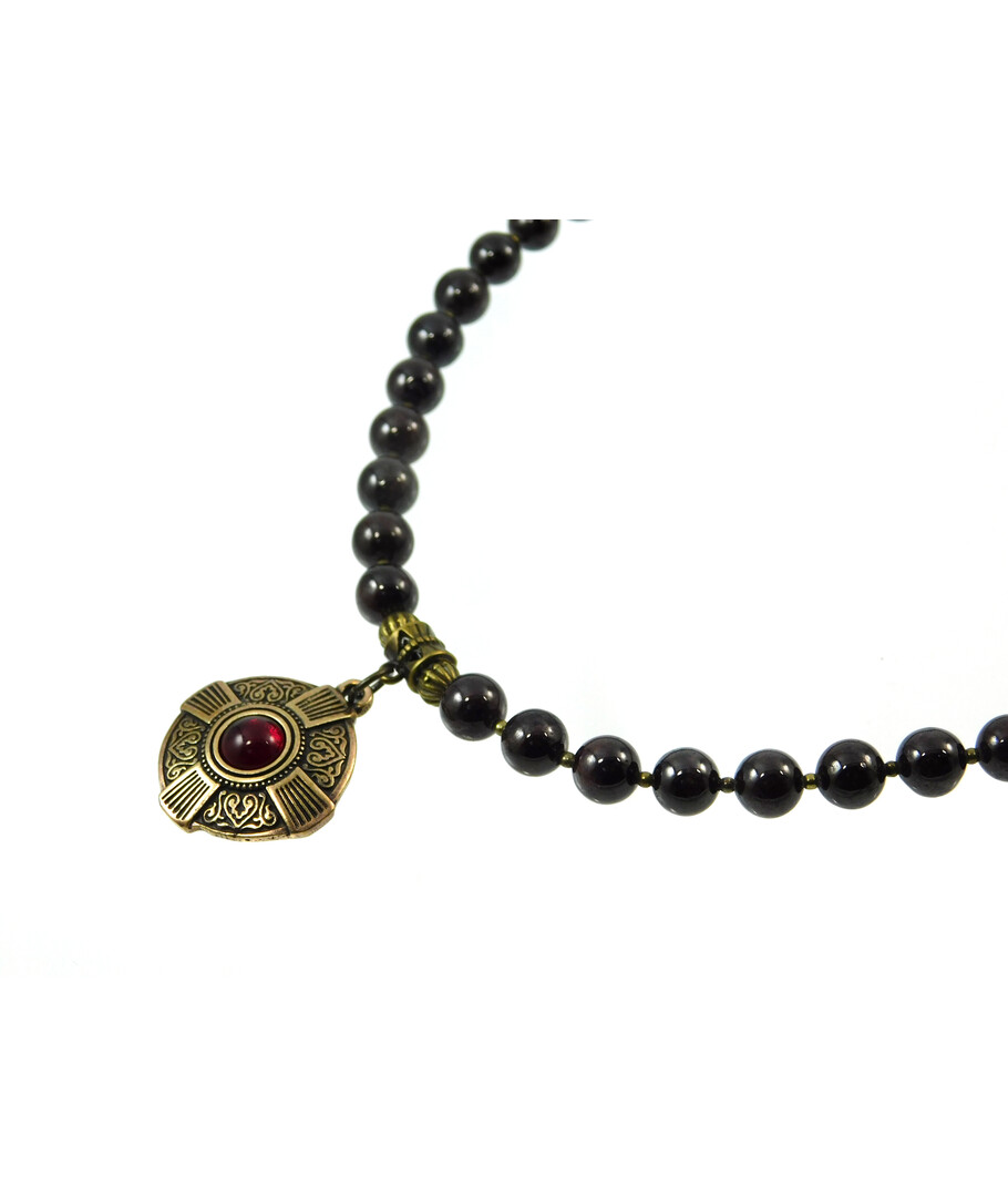 Exclusive necklace "Ethnic style" Garnet, Agate ("Ethnic" Collection)