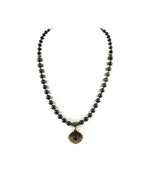 Exclusive necklace "Ethnic style" Garnet, Agate ("Ethnic" Collection)